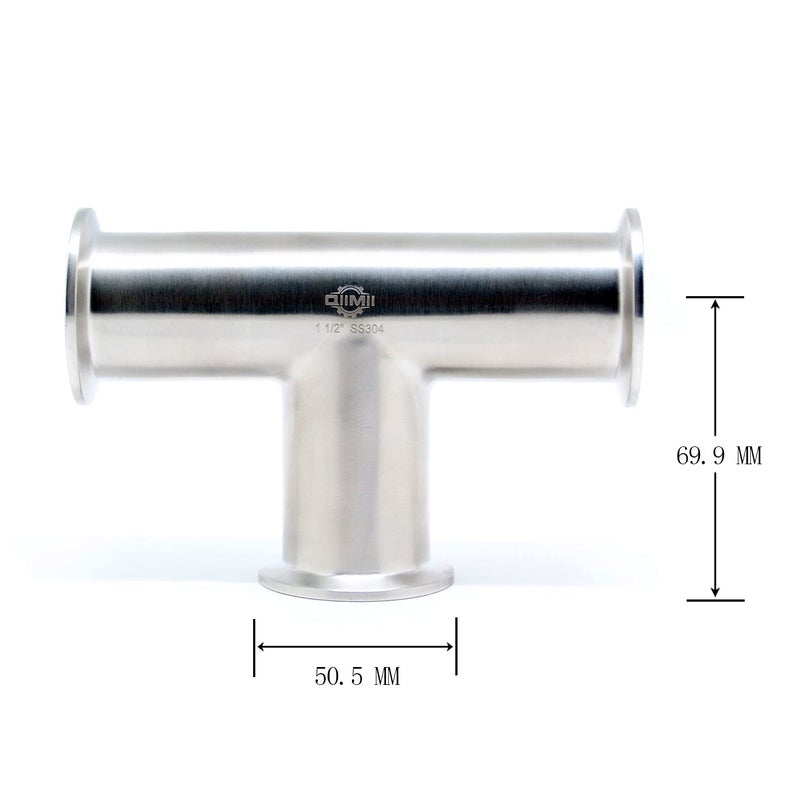 QiiMii Tri Clamp 1.5" Equal Tee Tri Clover Tee Fittings Stainless Steel SS304,38mm Pipe ODï¼ˆ1.5 Inchï¼‰ - Image 2